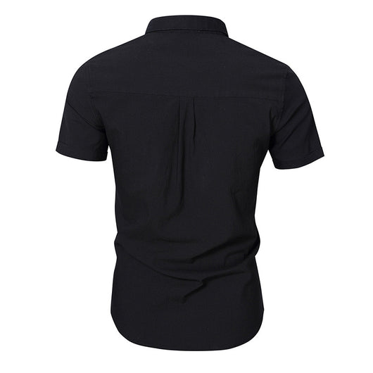 Camisa Denim Casual de Manga Corta sin Planchado para Hombre - Image 17
