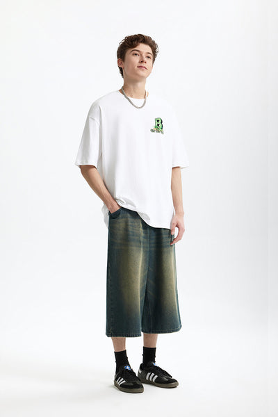Camiseta Suelta Personalizada Letra B Estilo Urbano Casual para Hombre - Image 16
