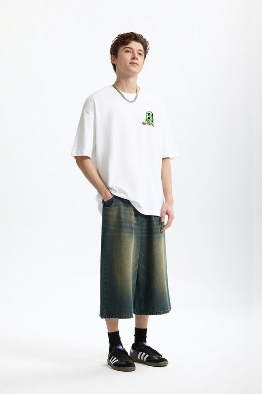 Camiseta Suelta Personalizada Letra B Estilo Urbano Casual para Hombre - Image 16