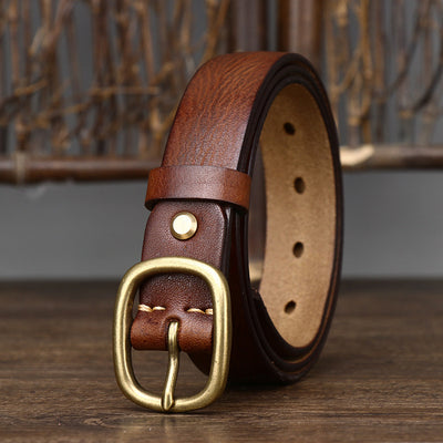 Cinturón de Cuero Genuino con Hebilla Vintage de Cobre Artesanal - Image 16