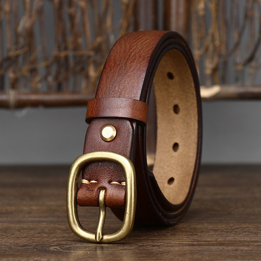 Cinturón de Cuero Genuino con Hebilla Vintage de Cobre Artesanal - Image 16