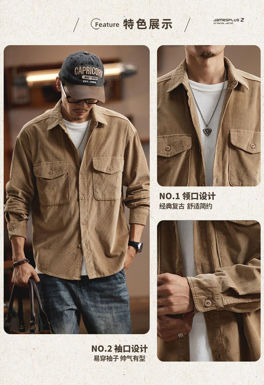 Chaqueta de Trabajo Pesada Estilo Retro Americano para Hombre - Image 13