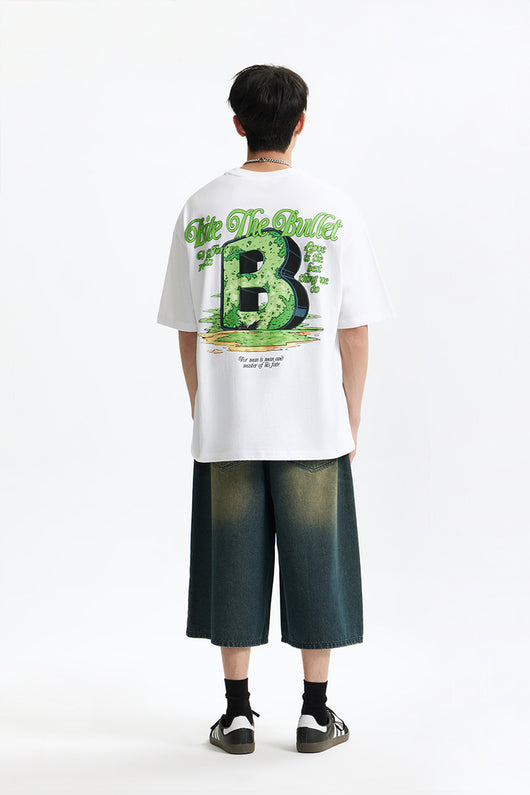 Camiseta Suelta Personalizada Letra B Estilo Urbano Casual para Hombre - Image 14