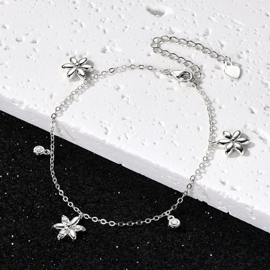 Pulsera de Plata Esterlina con Moissanita D Color y Flor Roja para Mujer - Image 7