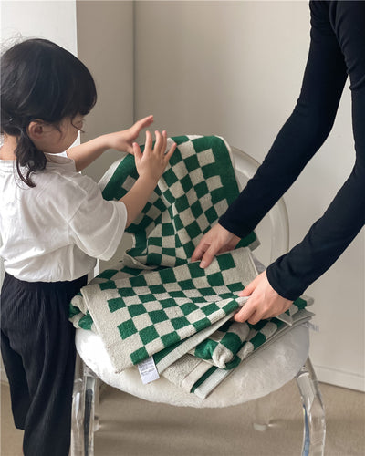 Toallas de Algodón Peinado Tejidas con Diseño Cuadrícula Padre e Hijo - Image 30