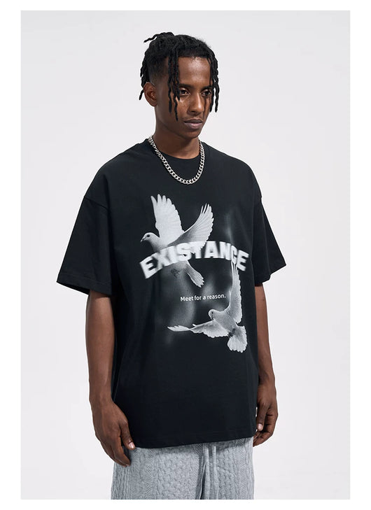 Playera Suelta con Estampa Paloma de Paz - Image 19