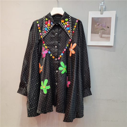 Blusa Larga de Invierno con Detalles de Cuentas para Mujer - Image 13