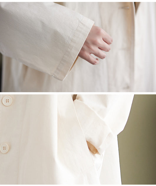 Abrigo Suelto con Capucha Mujer Retro Khaki Algodón Casual Costura Artística - Image 16