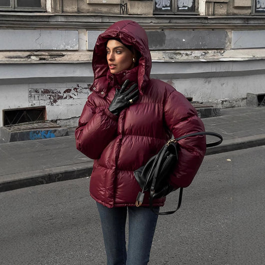 Chaqueta de Algodón con Capucha y Cuello Alto Elegante para Mujer - Image 15