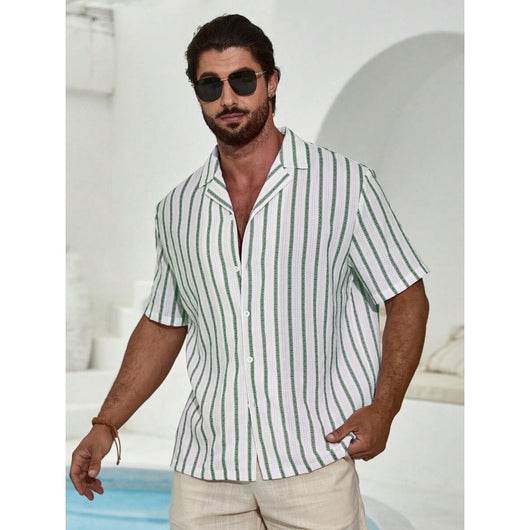 Camisa de Manga Corta con Estampado 3D Digital y Rayas de Contraste Geométrico - Image 26