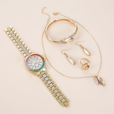 Conjunto de Accesorios en Acero Verde: Reloj, Anillo, Collar y Aretes de Cuarzo - Image 58