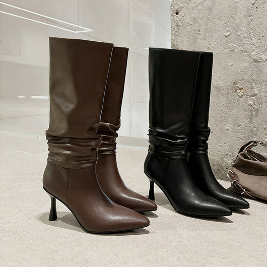 Botas Negras de Cuero Genuino Estilo Europeo y Americano para Mujer - Image 8