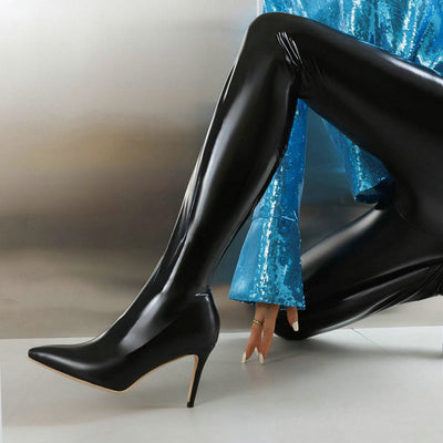 Botas Stiletto Sobre la Rodilla con Cierre y Tacón Alto Elástico - Image 18