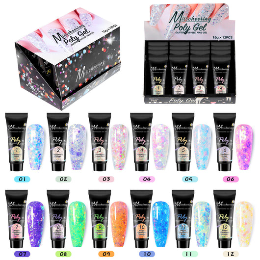 Set de 12 Colores Extensores de Uñas con Lentejuelas - Image 39