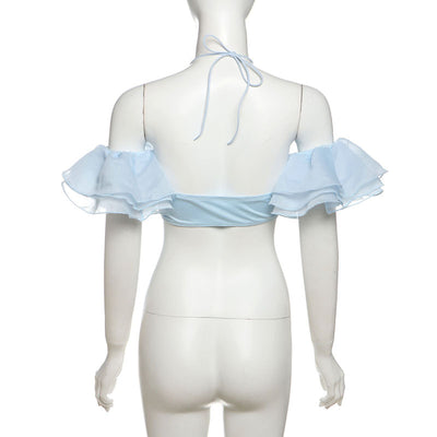 Blusa Halter Elegante con Encaje y Abertura Frontal - Image 30