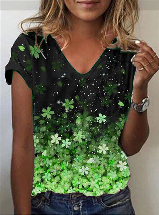Playera Cuello V Estampado Geométrico Abstracto - Image 17