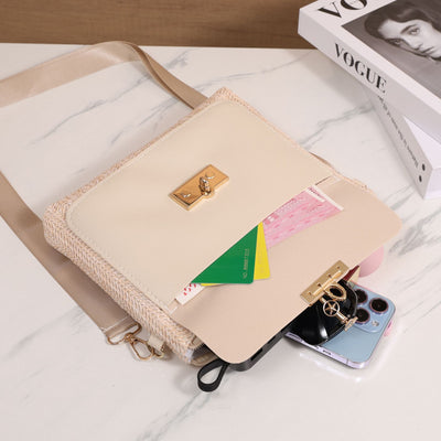Bolsa de Hombro Tejida en Paja - Diseño Liso y Versátil - Image 41
