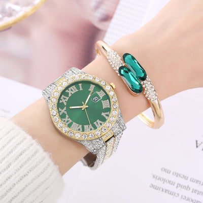 Conjunto de Accesorios en Acero Verde: Reloj, Anillo, Collar y Aretes de Cuarzo - Image 60