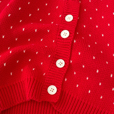 Cardigan Tejido Jacquard Rojo para Niña - Abrigo Elegante Otoño - Image 22