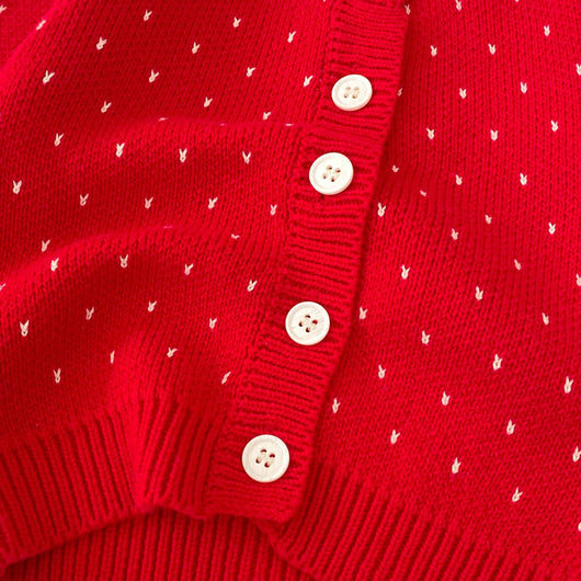 Cardigan Tejido Jacquard Rojo para Niña - Abrigo Elegante Otoño - Image 22