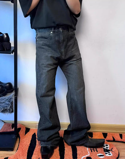 Jeans Negros Delavados Acampanados para Hombre - Image 16