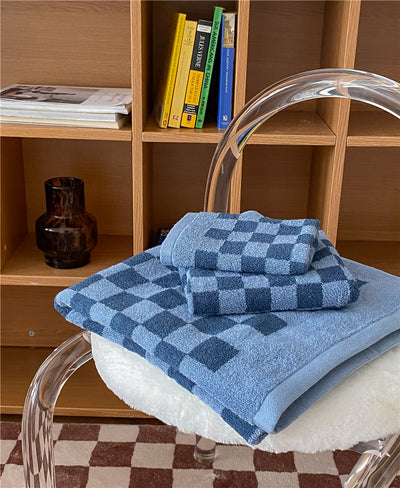 Toallas de Algodón Peinado Tejidas con Diseño Cuadrícula Padre e Hijo - Image 56