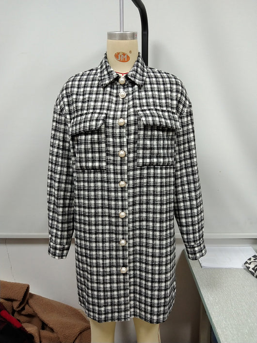 Chaqueta Camisa Cuadros Clásica de Largo Medio - Image 17
