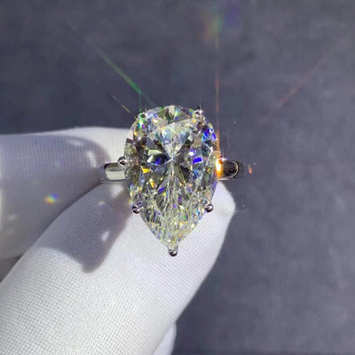 Anillo de Diamante Talla Gota en Circón Amarillo de Alto Carbono - Image 17