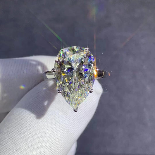 Anillo de Diamante Talla Gota en Circón Amarillo de Alto Carbono - Image 17