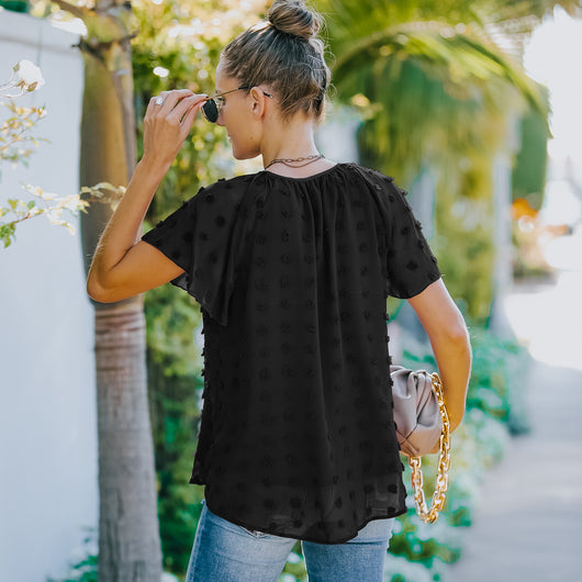 Blusa de Lunares en Gasa Manga Corta para Mujer - Image 17