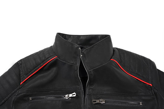 Chaqueta de Cuero PU con Cuello Mao para Hombre - Image 28