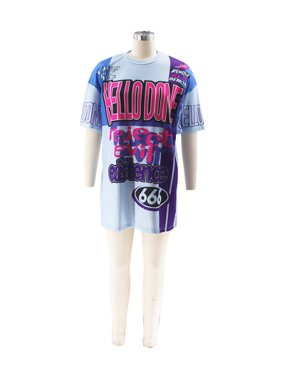 Polera Cuello Redondo Oversized Letras Multicolor Estilo Urbano - Image 74