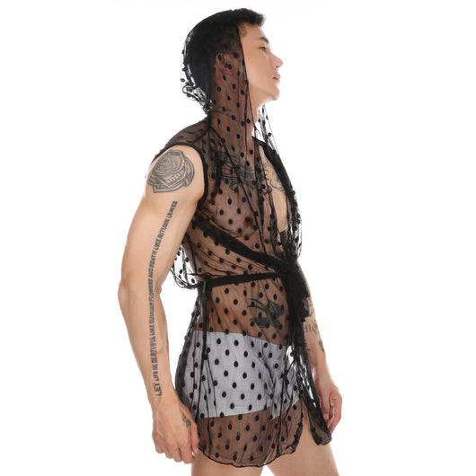Bata de Dormir Transparente con Encaje para Hombre - Image 20