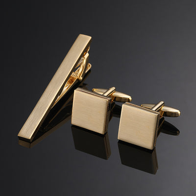 Broche de Corbata Cuadrado Cepillado en Oro, Plata y Negro - Image 34