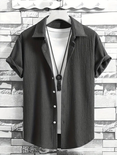 Camisa Casual de Manga Corta Holiday Leisure sin Arrugas para Hombre - Image 49