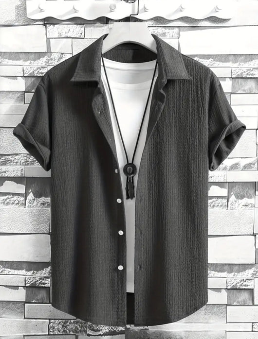 Camisa Casual de Manga Corta Holiday Leisure sin Arrugas para Hombre - Image 49