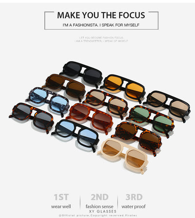 Men's and women's pilot sunglasses with a black plastic frame and vibrant orange-yellow lenses. - Image 33