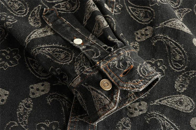 Camisa Denim Retro Lujo Suave con Patrón Paisley - Manga Larga Estilo Americano - Image 8