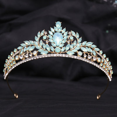 Corona Nupcial de Cristal Verde Brillante con Aleación y Incrustaciones - Image 19