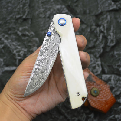 Cuchillo Plegable de Acero Damasco Premium - Portátil y Resistente - Image 14
