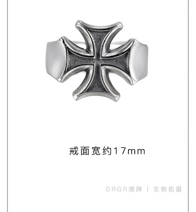 Anillo de Plata Esterlina 925 con Cruz Desgastada - Image 11