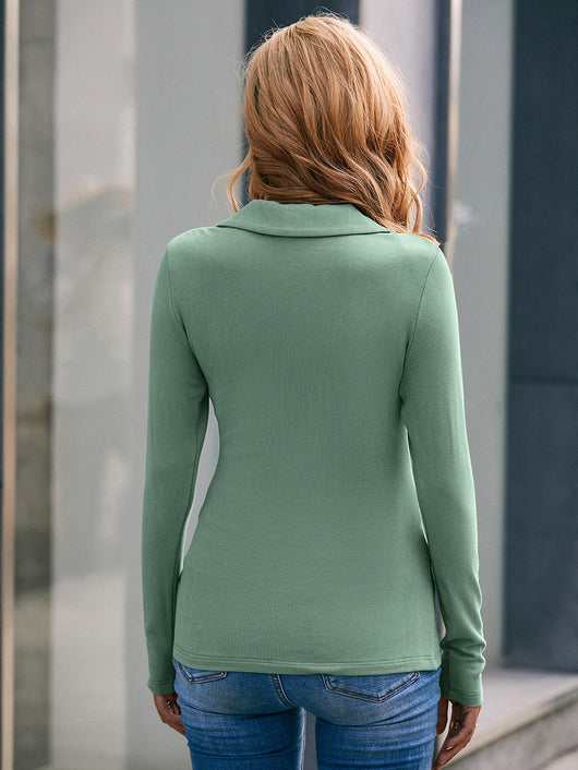 Blusa Slim Cuello V Manga Larga Kenji - Prenda Base Essencial - Image 10