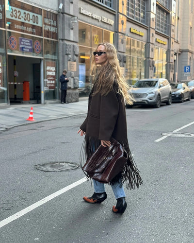Abrigo de Lana con Flecos para Mujer - Estilo Urbano - Image 24