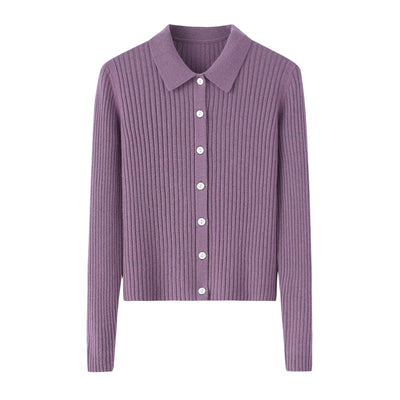 Cardigan de Cachemira Corto para Mujer - Cuello Solapa Otoño Temprano - Image 18