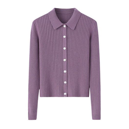 Cardigan de Cachemira Corto para Mujer - Cuello Solapa Otoño Temprano - Image 18