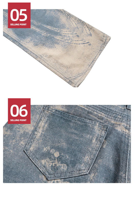 Jeans Rectos Lavados con Patrón Distressed en Tonos Neutros - Image 11