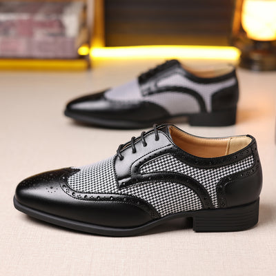 Zapatos Casuales de Cuero con Patrón Pata de Gallo para Hombre - Image 60
