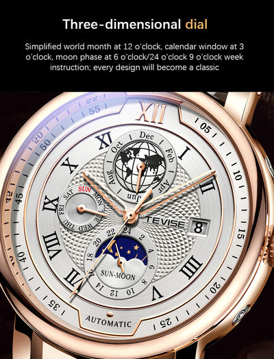 Reloj Automático Fases Lunares Resistente al Agua para Hombre - Image 38