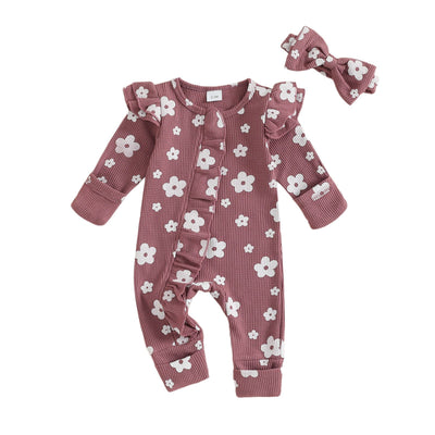 Jumpsuit Infantil Estampado Floral con Cierre y Diadema - Image 8