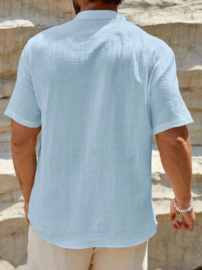 Camisa Casual de Manga Corta con Cuello Parado - Transpirable y Versátil - Image 21